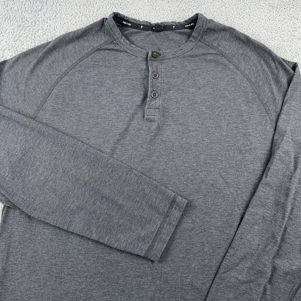 Public Rec Shirt Mens XL Gray Henley Long Sleeve Soft Stretch Casual Pullover